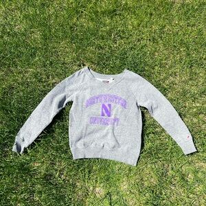Gray League Sweatshirt with Purple Logo